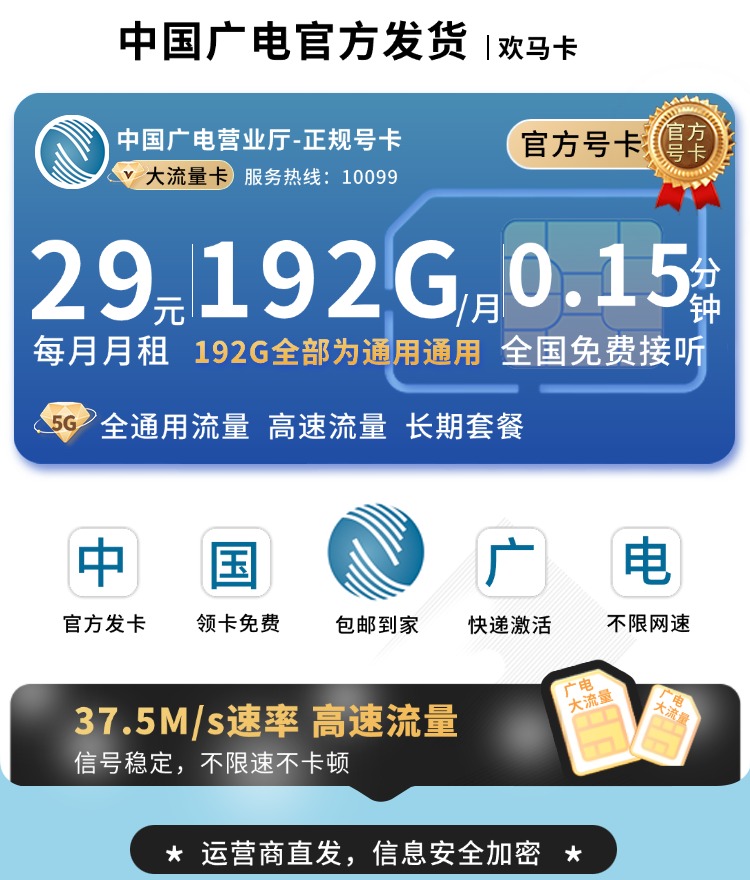 广电欢马卡29元192G通用流量+长期套餐+可发全国TOP.jpg